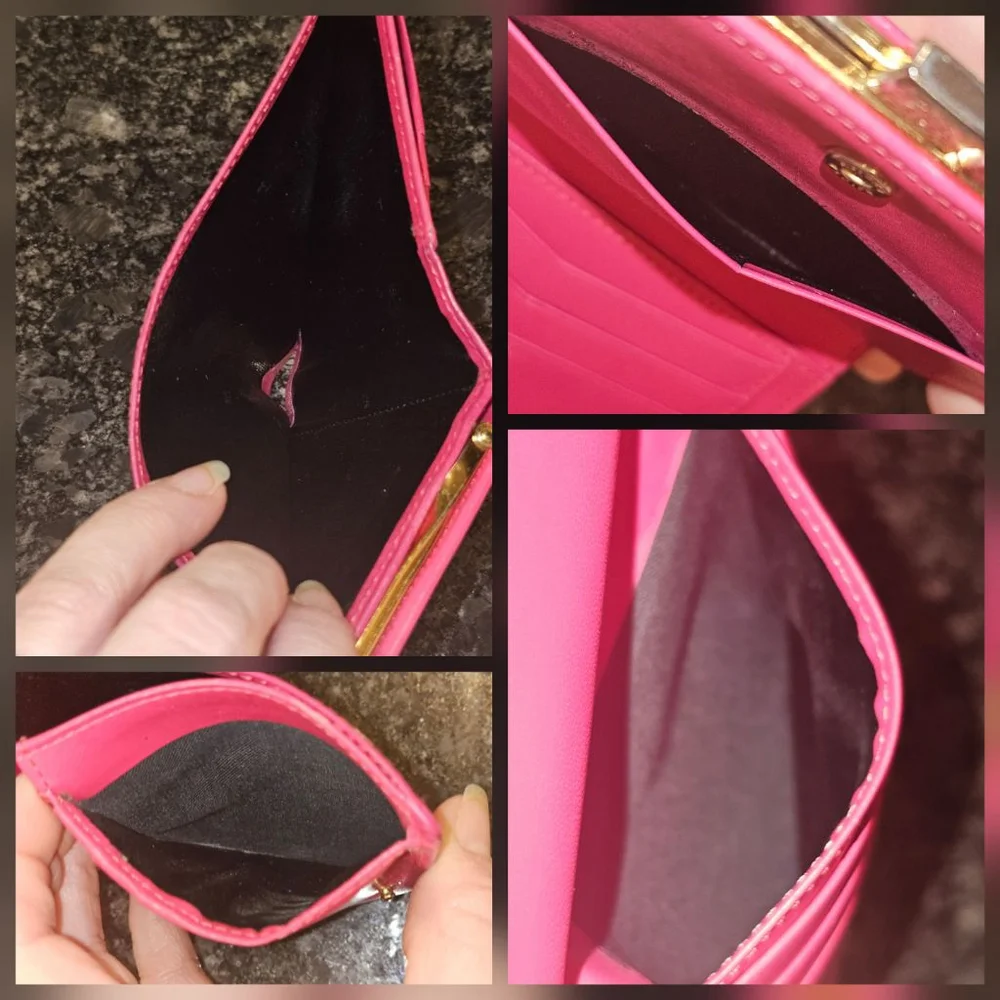 YSL Yves Saint Laurent Cassandra Lock Bi-Fold Wallet w/ Wristlet Strap Added